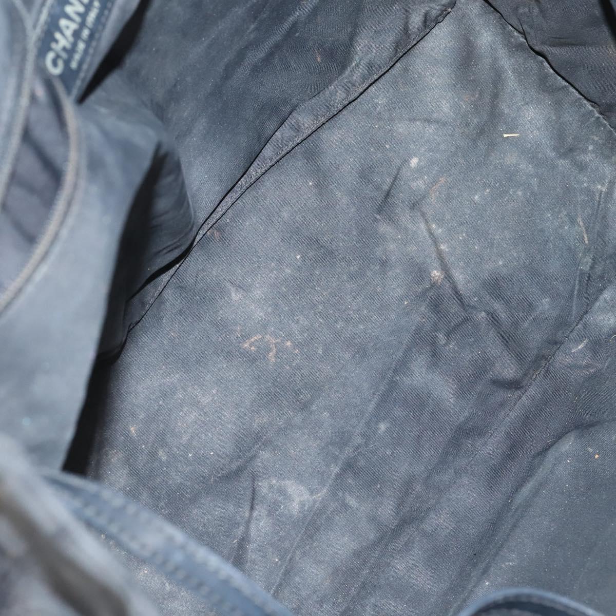 CHANEL Hand Bag Leather Nylon 5Set Black Navy CC Auth bs29857