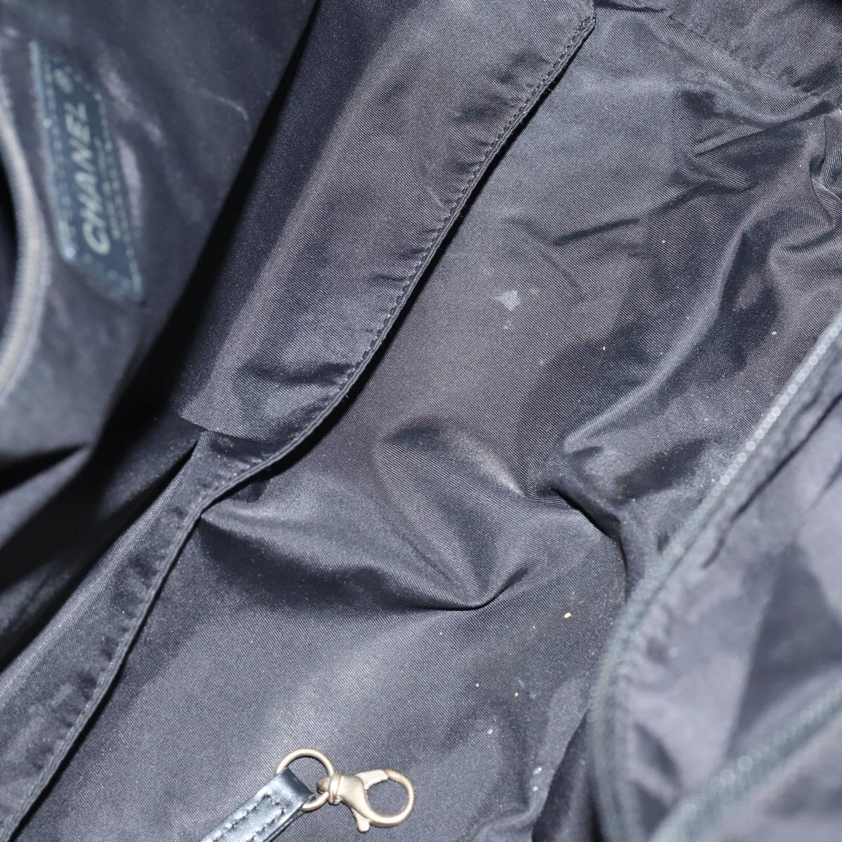 CHANEL Hand Bag Leather Nylon 5Set Black Navy CC Auth bs29857