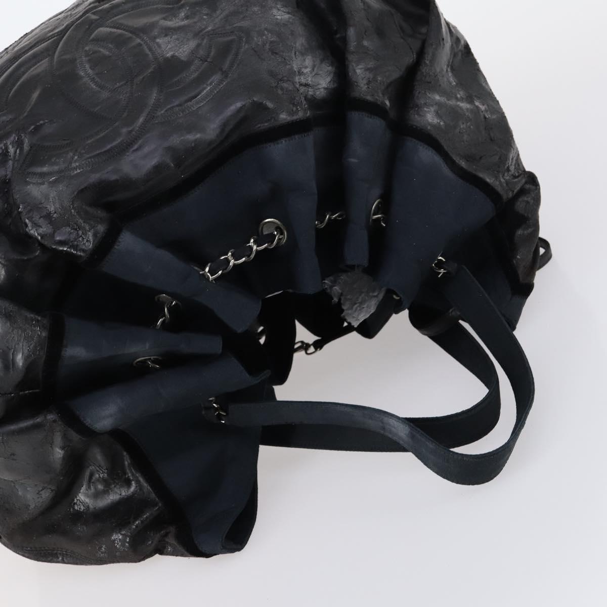 CHANEL Hand Bag Leather Nylon 5Set Black Navy CC Auth bs29857