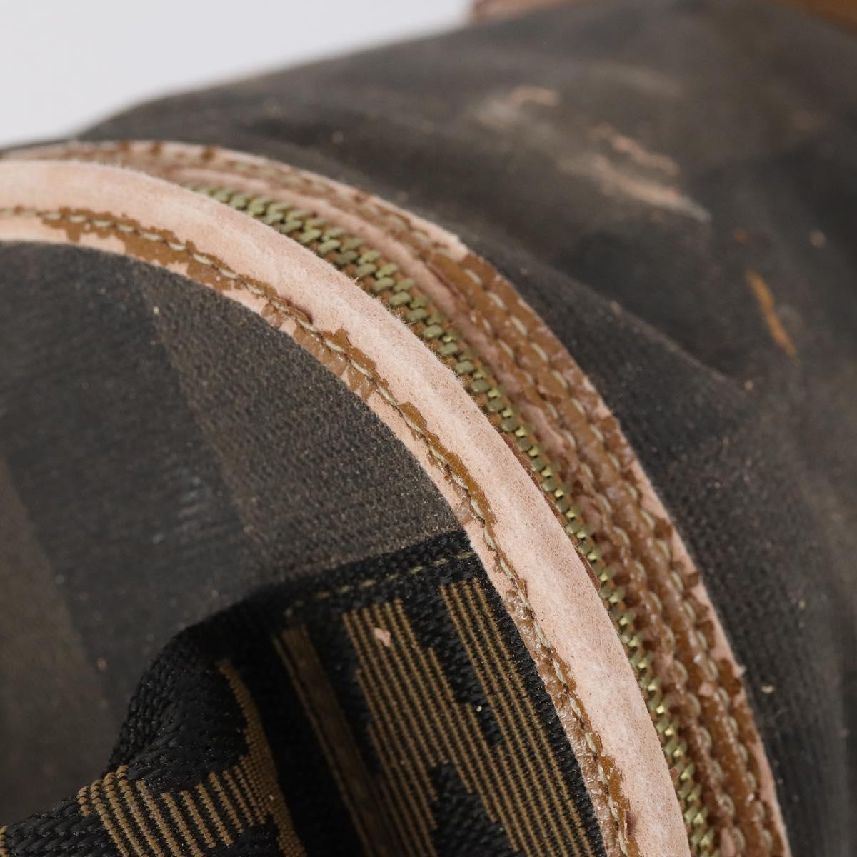 FENDI Zucchino Pecan Bag Canvas Coated Canvas 4Set Black Brown Auth bs29858