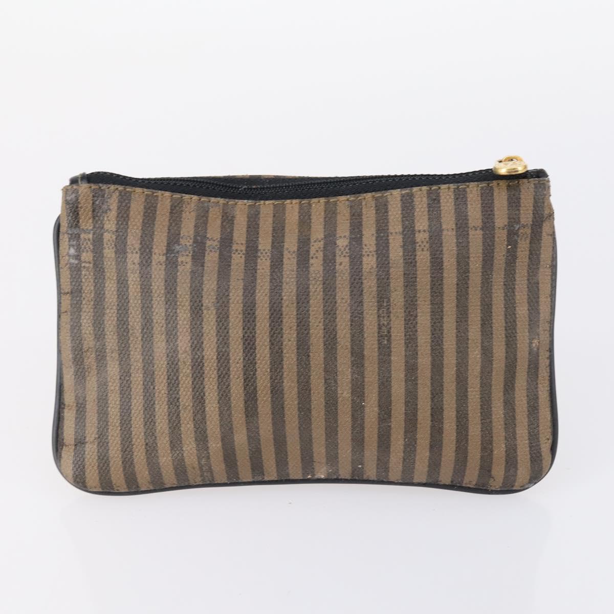 FENDI Zucchino Pecan Bag Canvas Coated Canvas 4Set Black Brown Auth bs29858