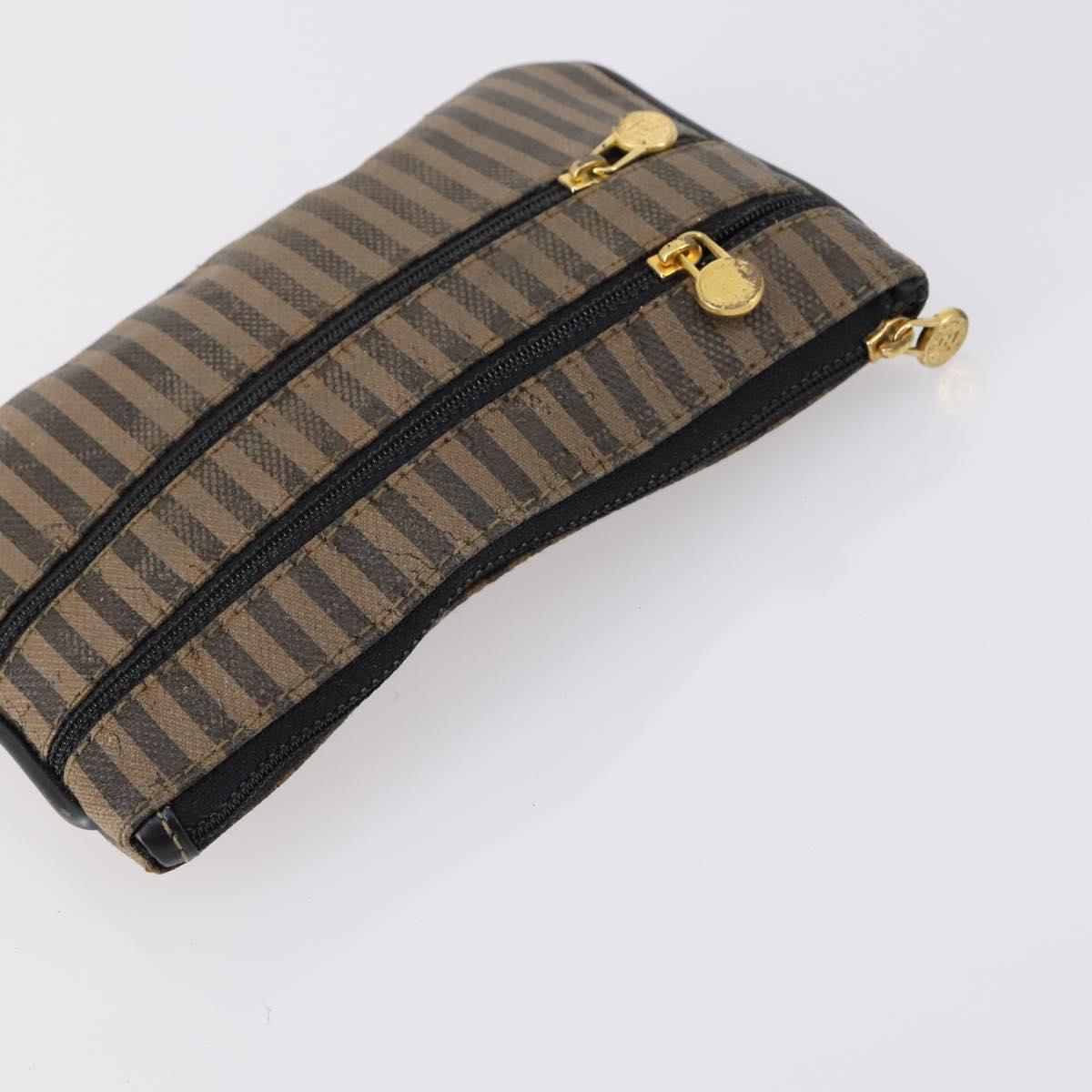 FENDI Zucchino Pecan Bag Canvas Coated Canvas 4Set Black Brown Auth bs29858