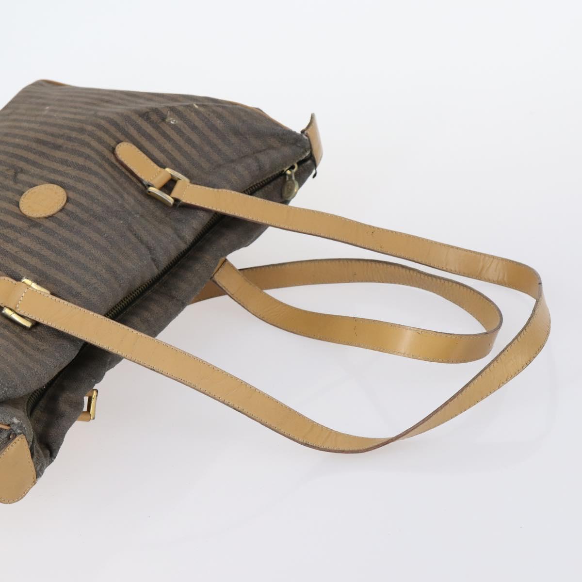 FENDI Zucchino Pecan Bag Canvas Coated Canvas 4Set Black Brown Auth bs29858