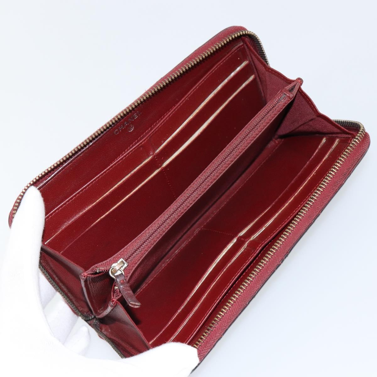 CHANEL Matelasse Wallet Leather Black Silver CC Auth bs29859