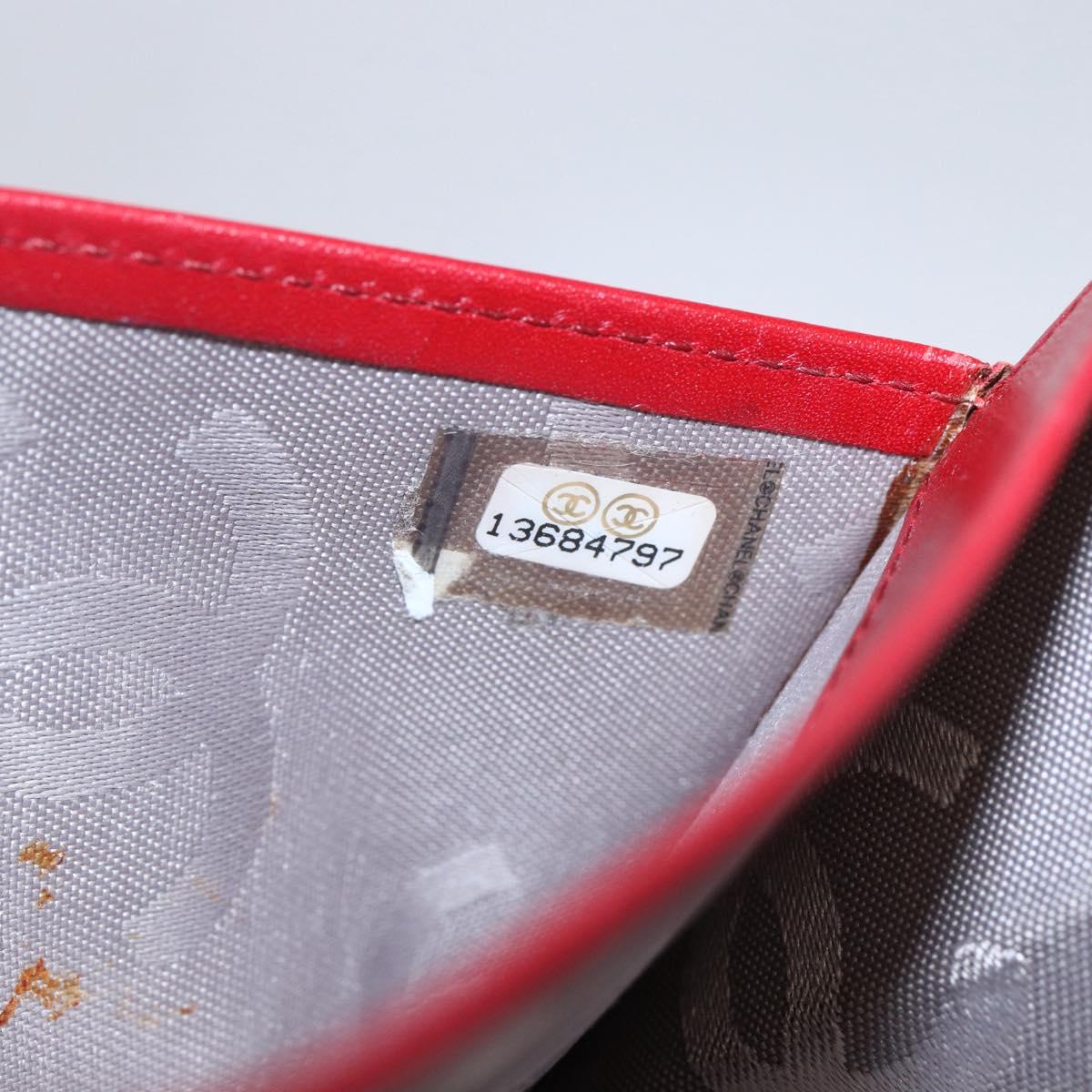 CHANEL Matelasse Cambon Line Long Wallet Leather Red Silver CC Auth bs29861