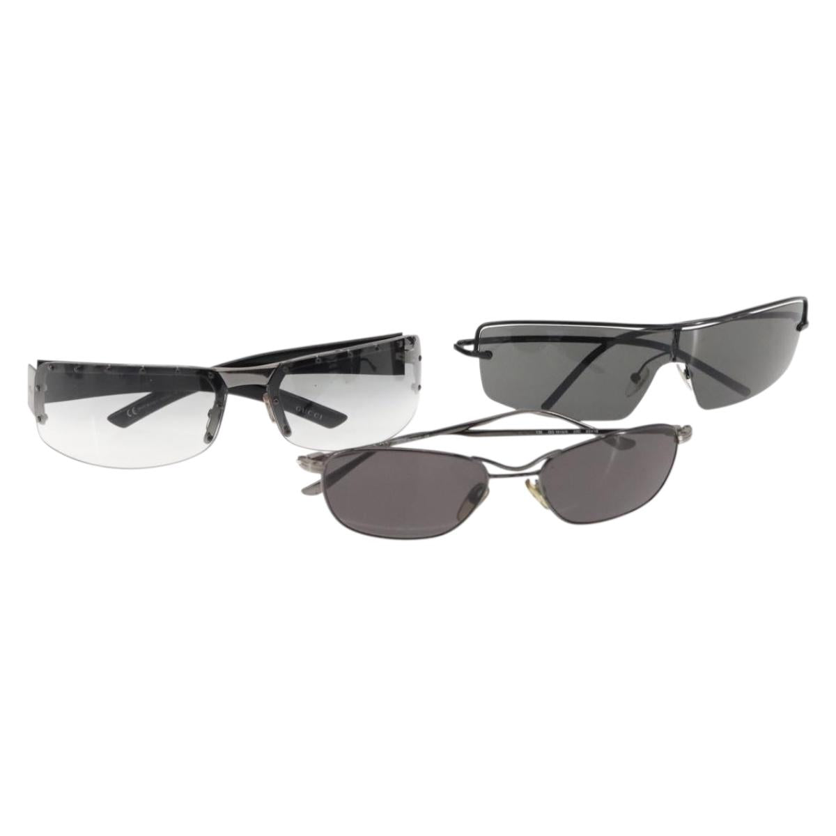 GUCCI Sunglasses Plastic Metal 3Set Black Auth bs29862