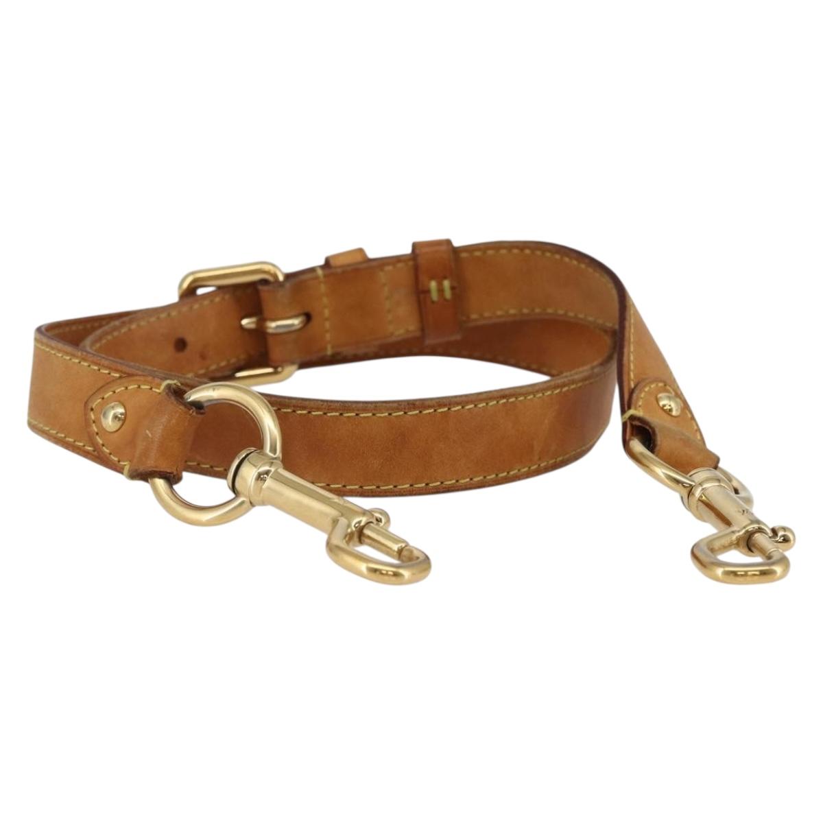 LOUIS VUITTON Adjustable Shoulder Strap Leather 35""-39"" Beige LV Auth bs29864