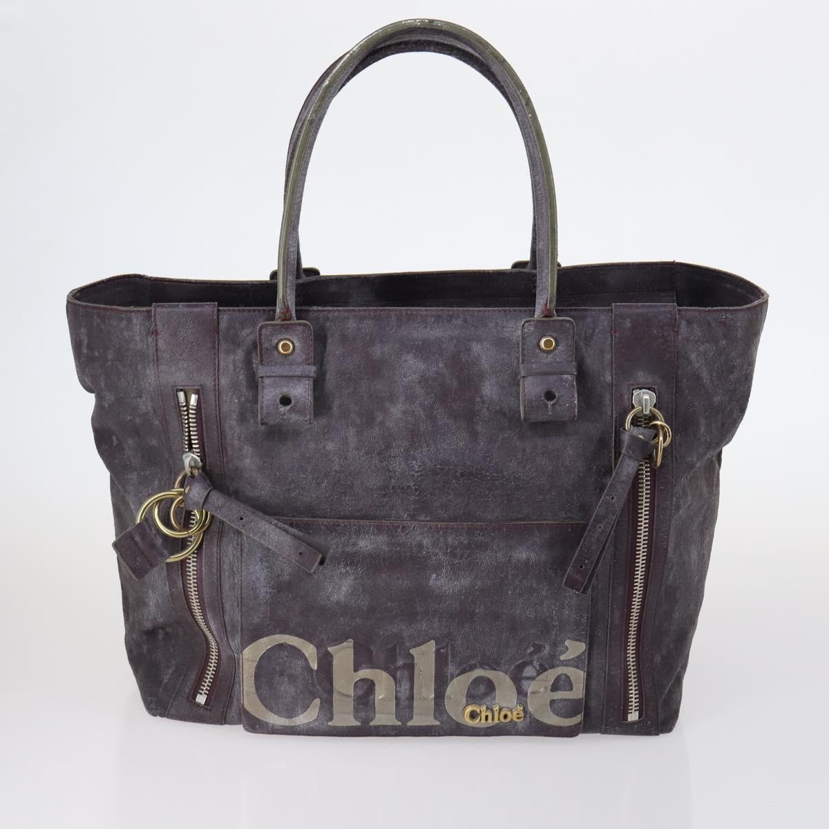 Chloe Hand Bag Leather 4Set Bordeaux Black Ivory Auth bs29866