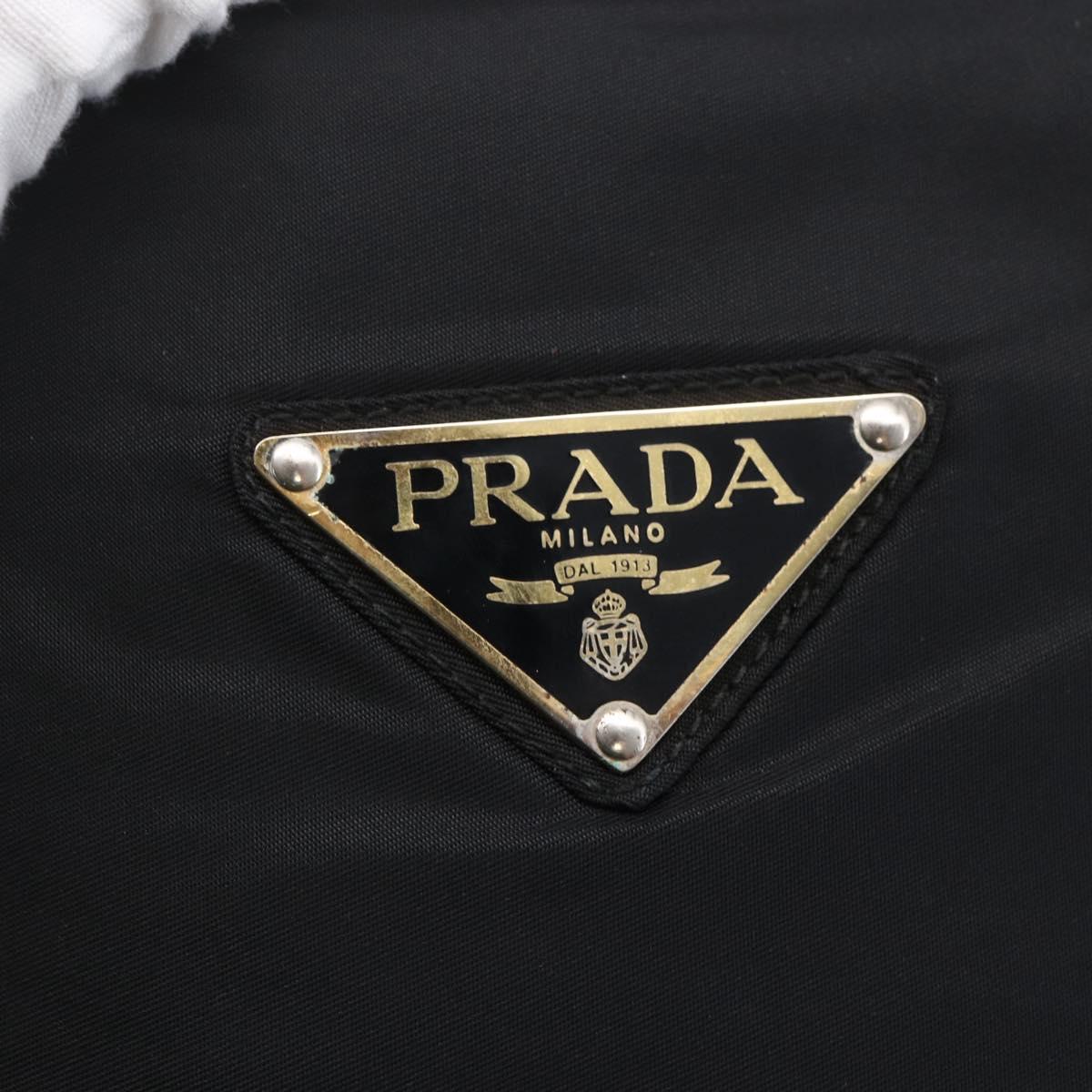 PRADA Tote Bag Nylon Black Silver Auth bs29877