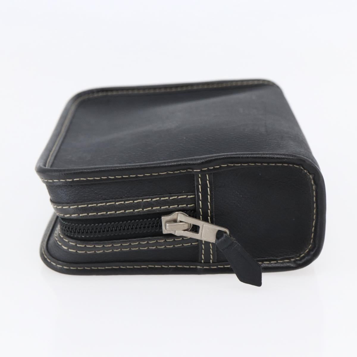 Christian Dior Honeycomb Canvas Pouch PVC Leather Black Auth bs29878