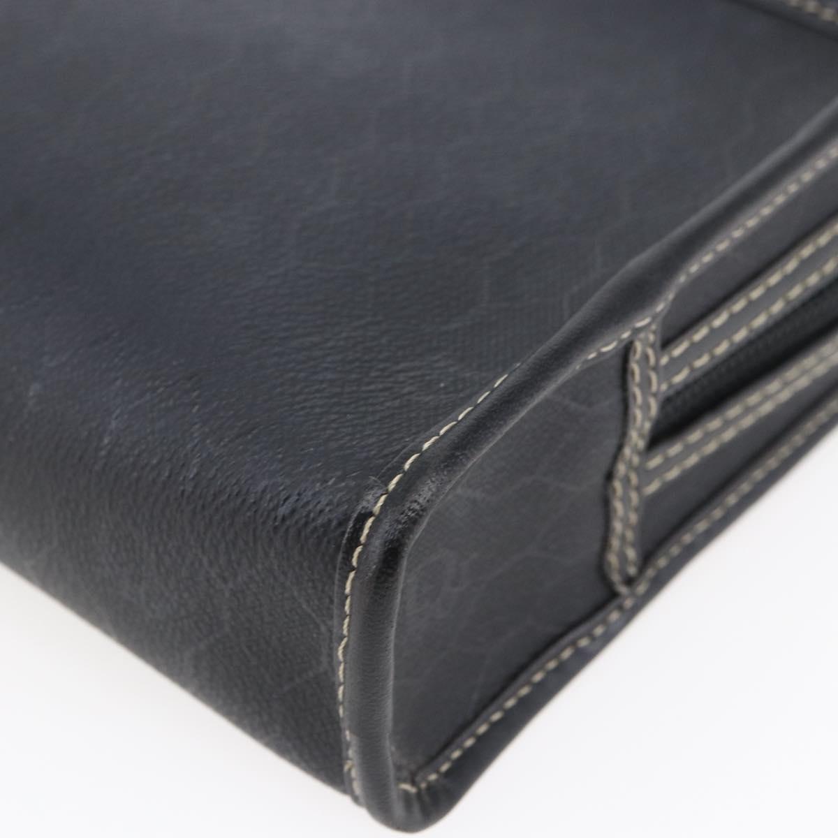 Christian Dior Honeycomb Canvas Pouch PVC Leather Black Auth bs29878