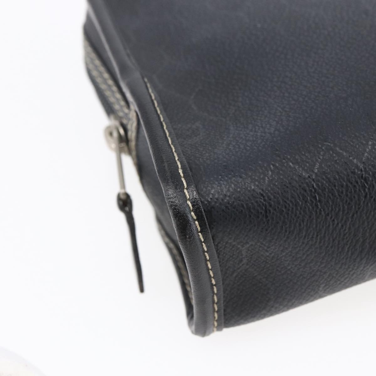 Christian Dior Honeycomb Canvas Pouch PVC Leather Black Auth bs29878