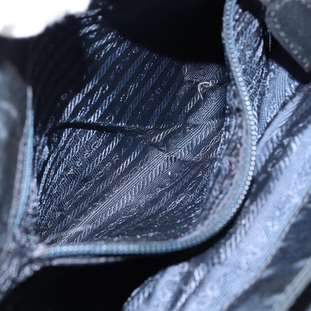 PRADA Hand Bag Nylon Navy Gold Auth bs29879