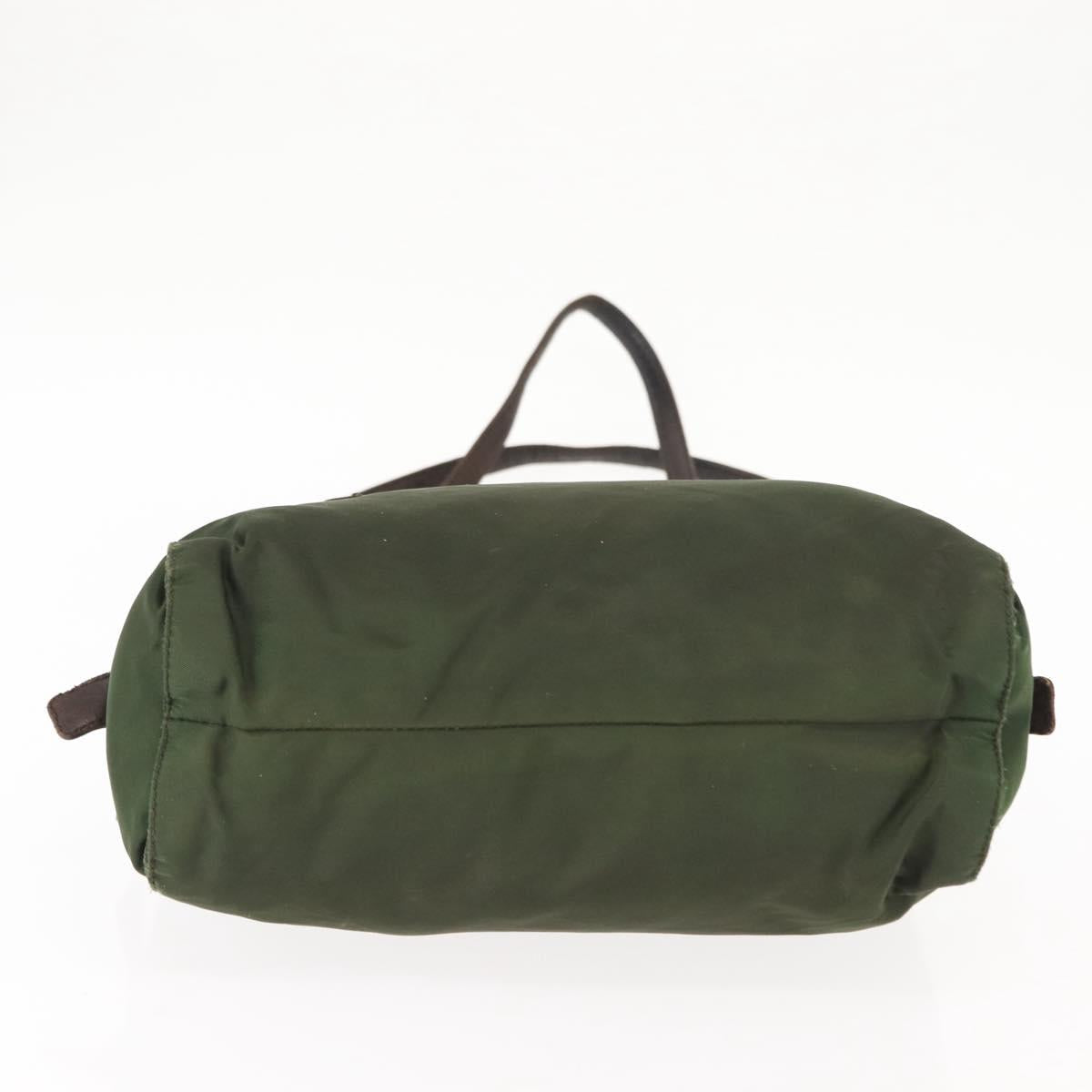 PRADA Tote Bag Nylon Khaki Silver Auth bs29880