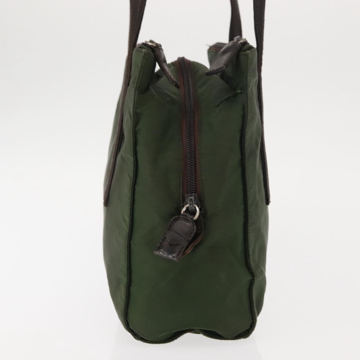 PRADA Tote Bag Nylon Khaki Silver Auth bs29880