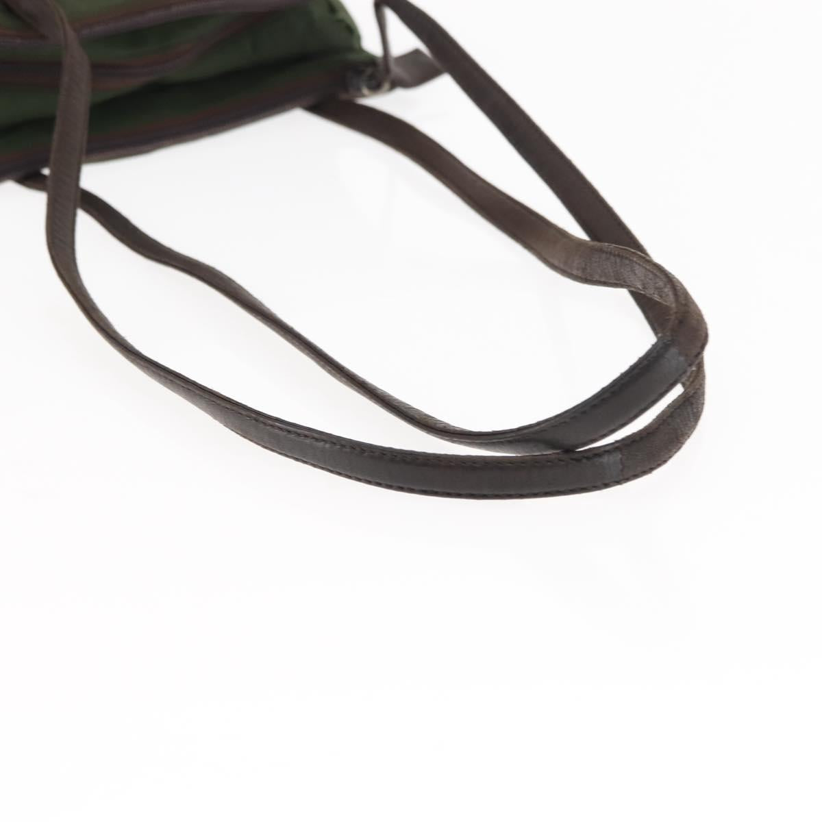 PRADA Tote Bag Nylon Khaki Silver Auth bs29880