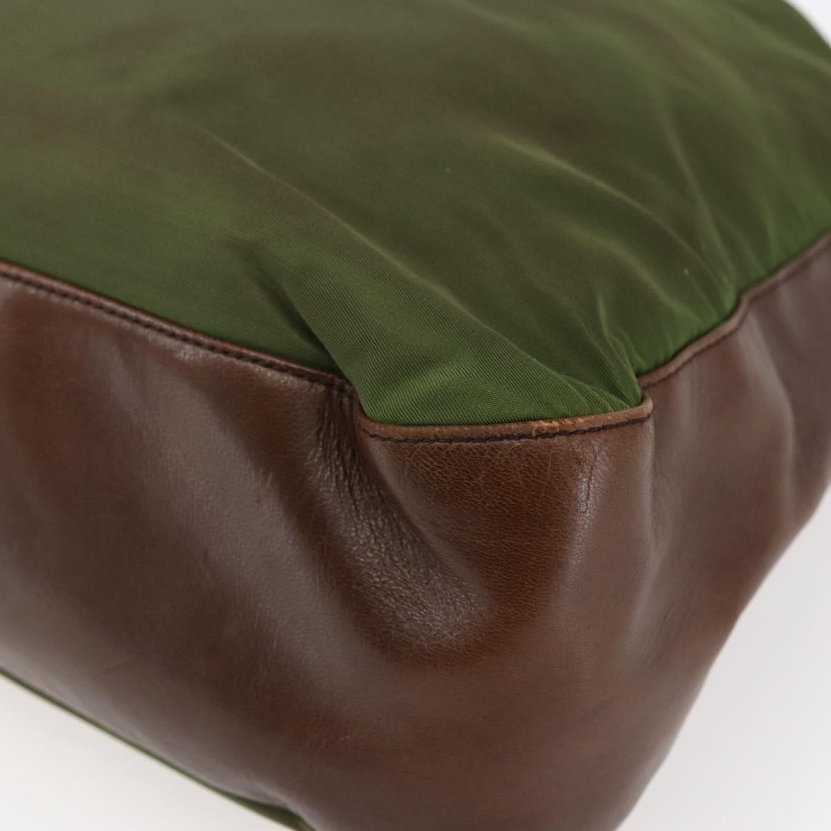 PRADA Chain Shoulder Bag Nylon Khaki Auth bs29881