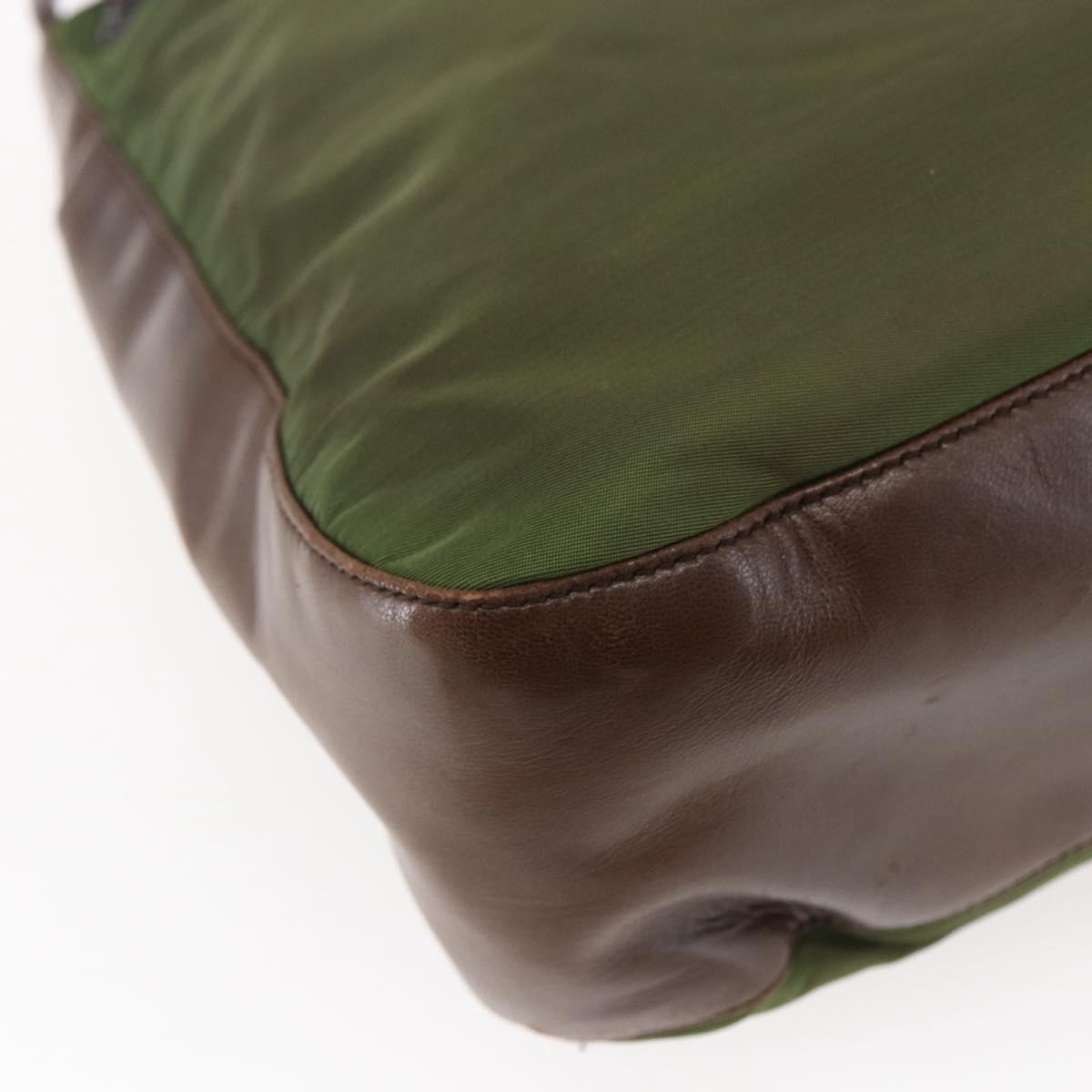 PRADA Chain Shoulder Bag Nylon Khaki Auth bs29881