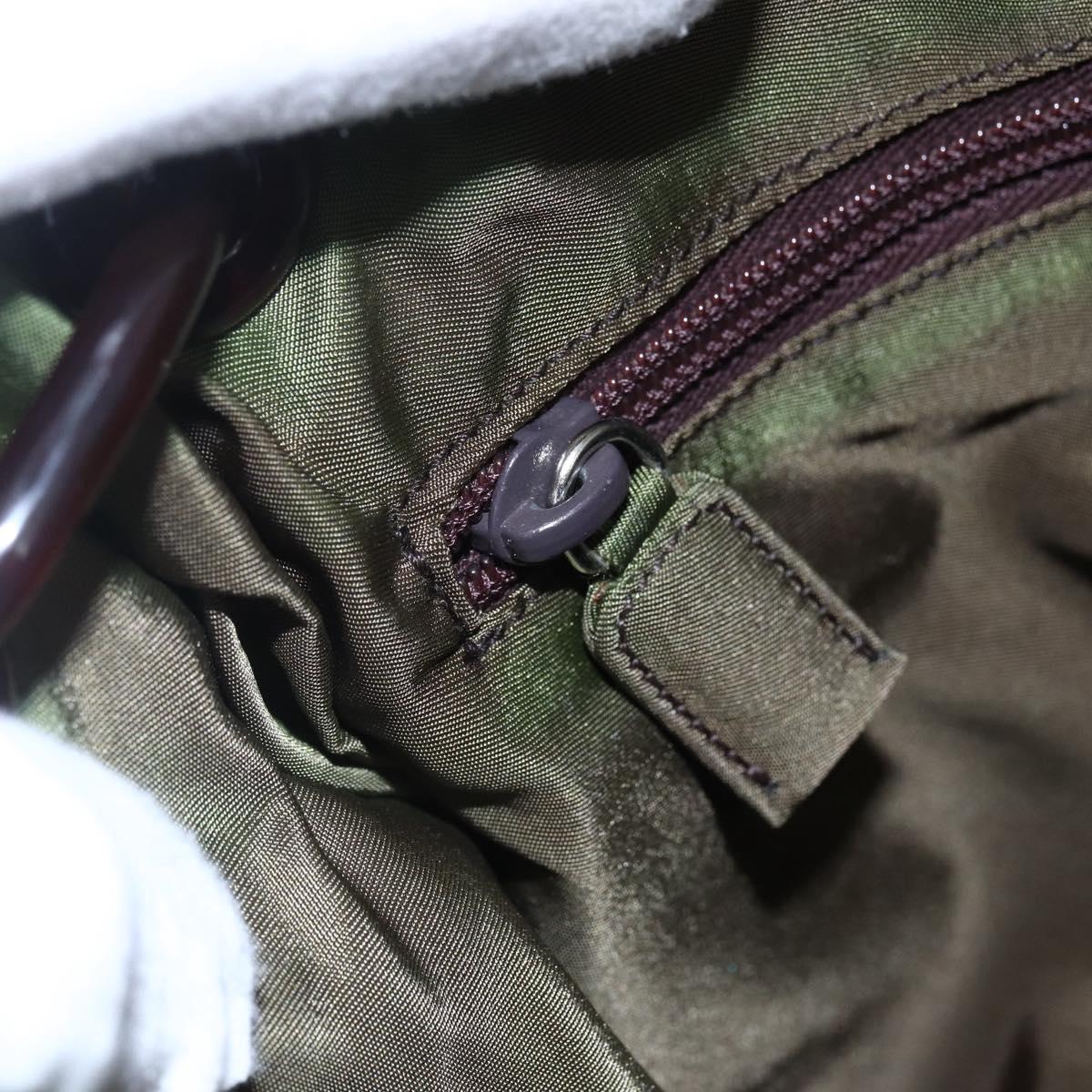 PRADA Chain Shoulder Bag Nylon Khaki Auth bs29881