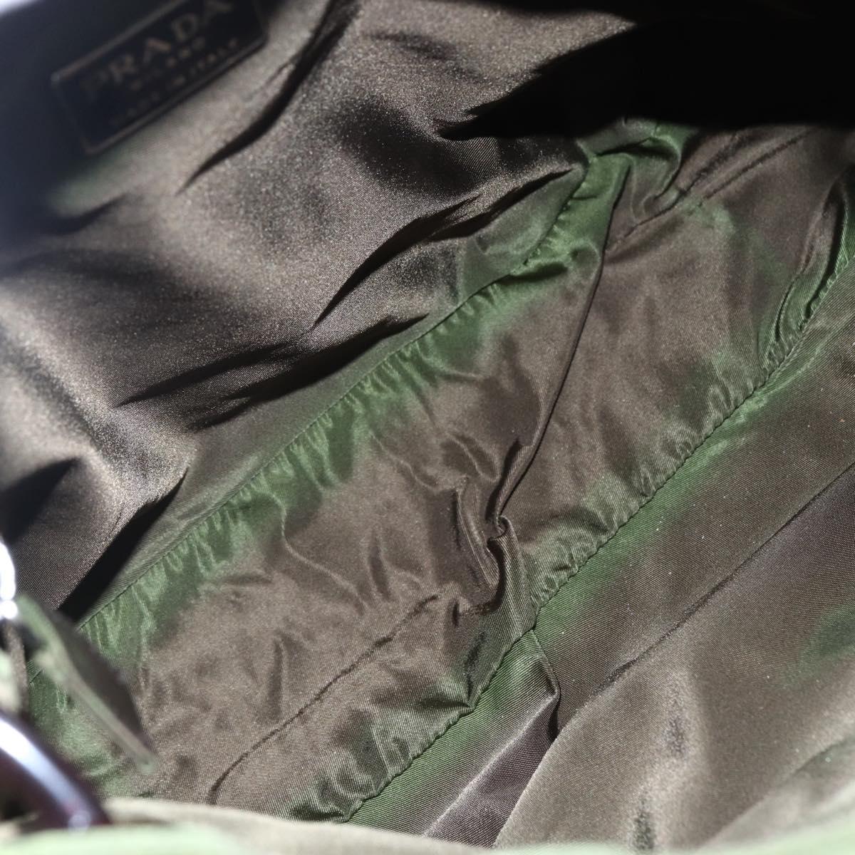 PRADA Chain Shoulder Bag Nylon Khaki Auth bs29881