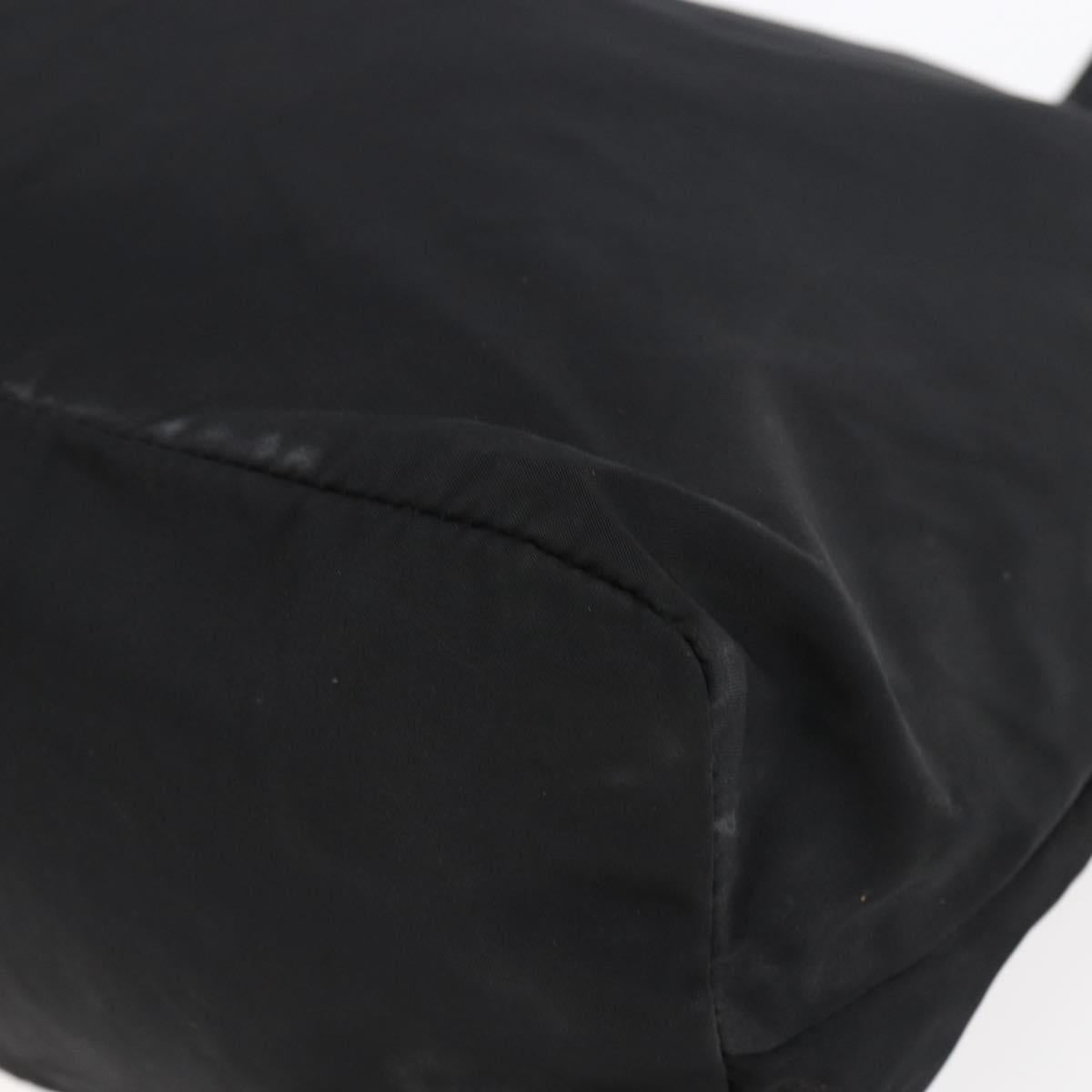 PRADA Tote Bag Nylon Leather Black Silver Auth bs29882