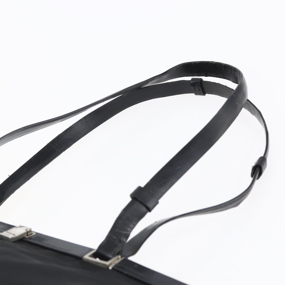 PRADA Tote Bag Nylon Leather Black Silver Auth bs29882