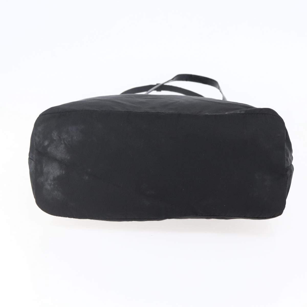 PRADA Tote Bag Nylon Leather Black Silver Auth bs29882