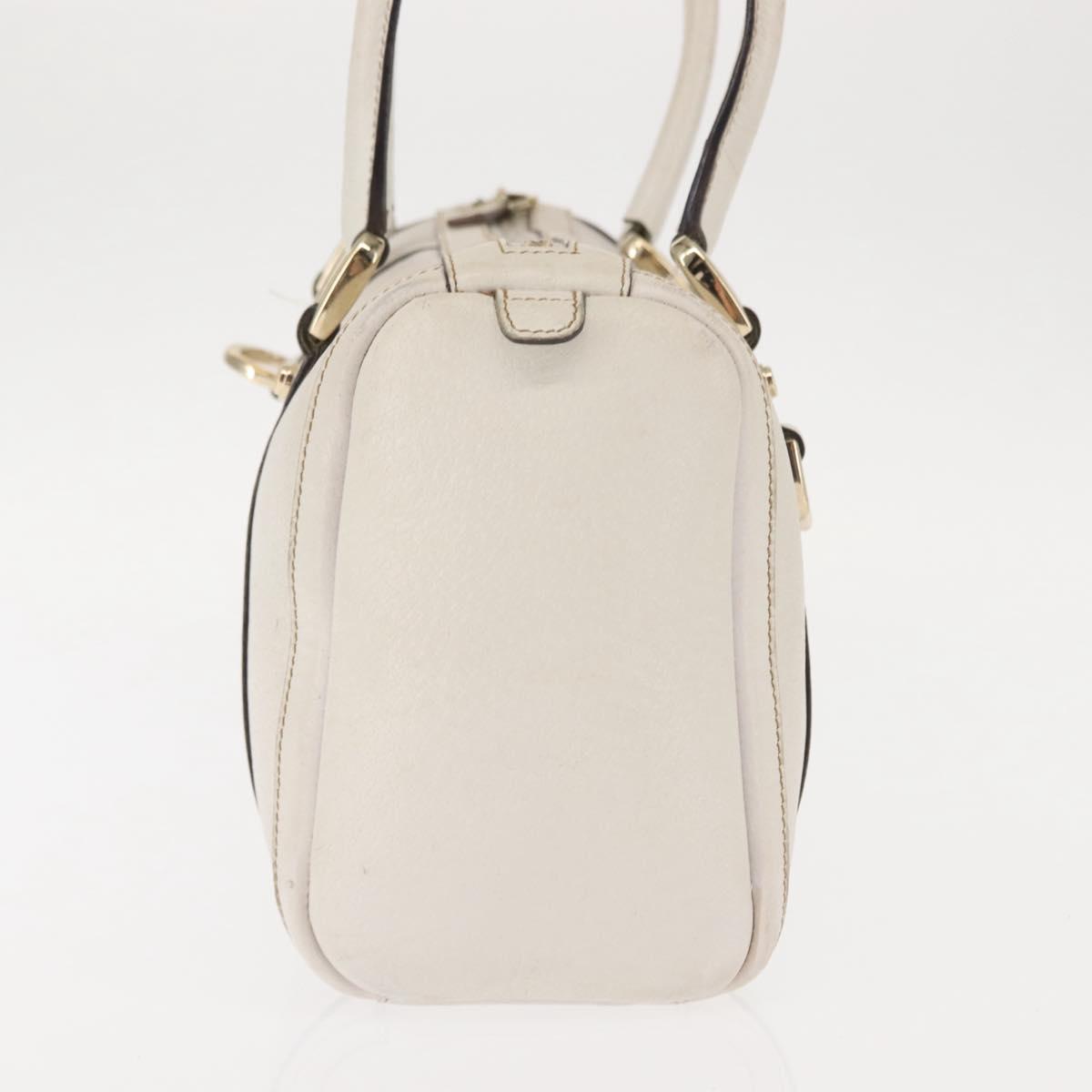 GUCCI Mini Abbey Boston Bag Leather White Gold 180942 Auth bs29883