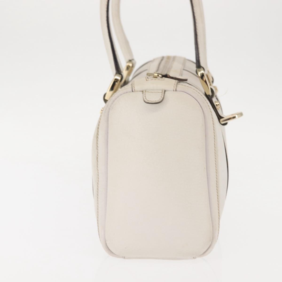 GUCCI Mini Abbey Boston Bag Leather White Gold 180942 Auth bs29883
