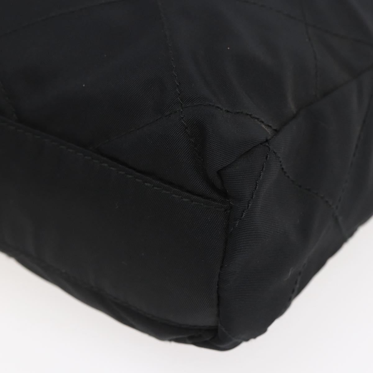 PRADA Quilted Chain Shoulder Bag Nylon Black Gold Auth bs29884