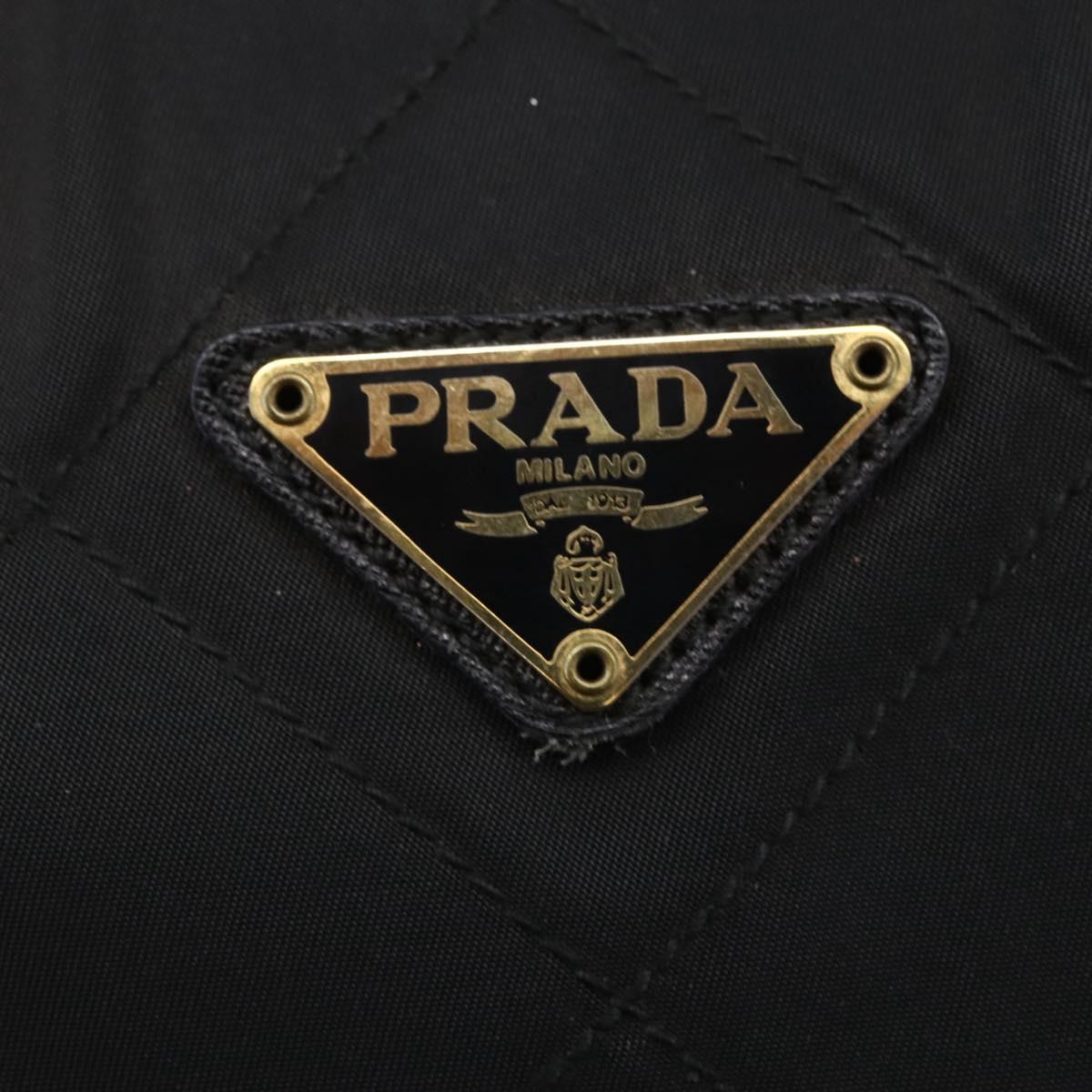 PRADA Quilted Chain Shoulder Bag Nylon Black Gold Auth bs29884