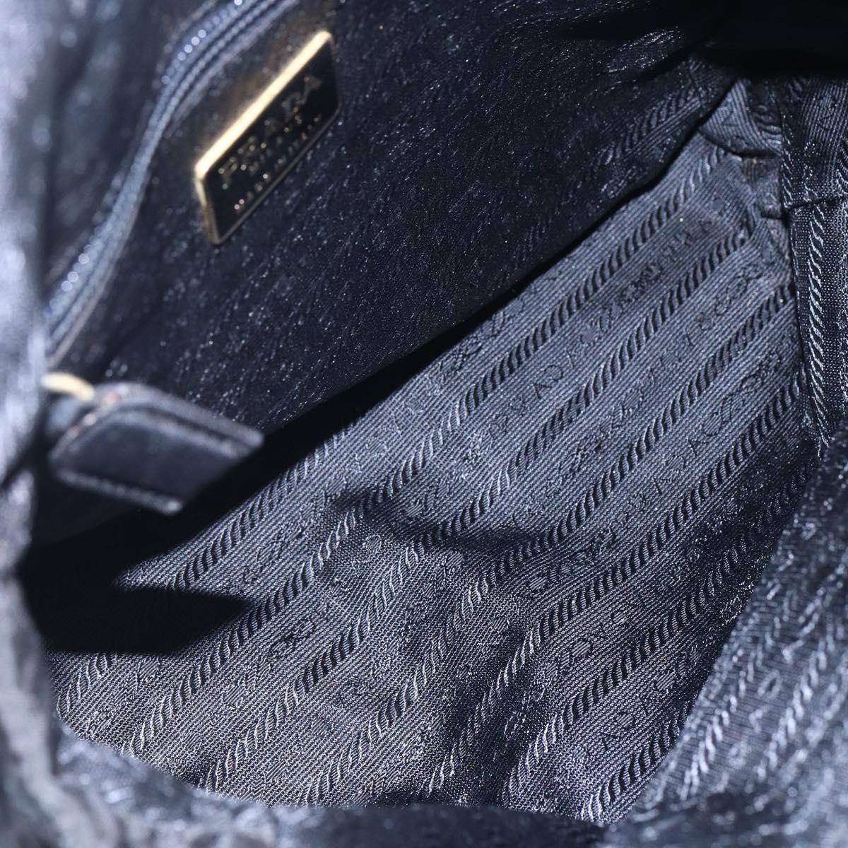 PRADA Quilted Chain Shoulder Bag Nylon Black Gold Auth bs29884