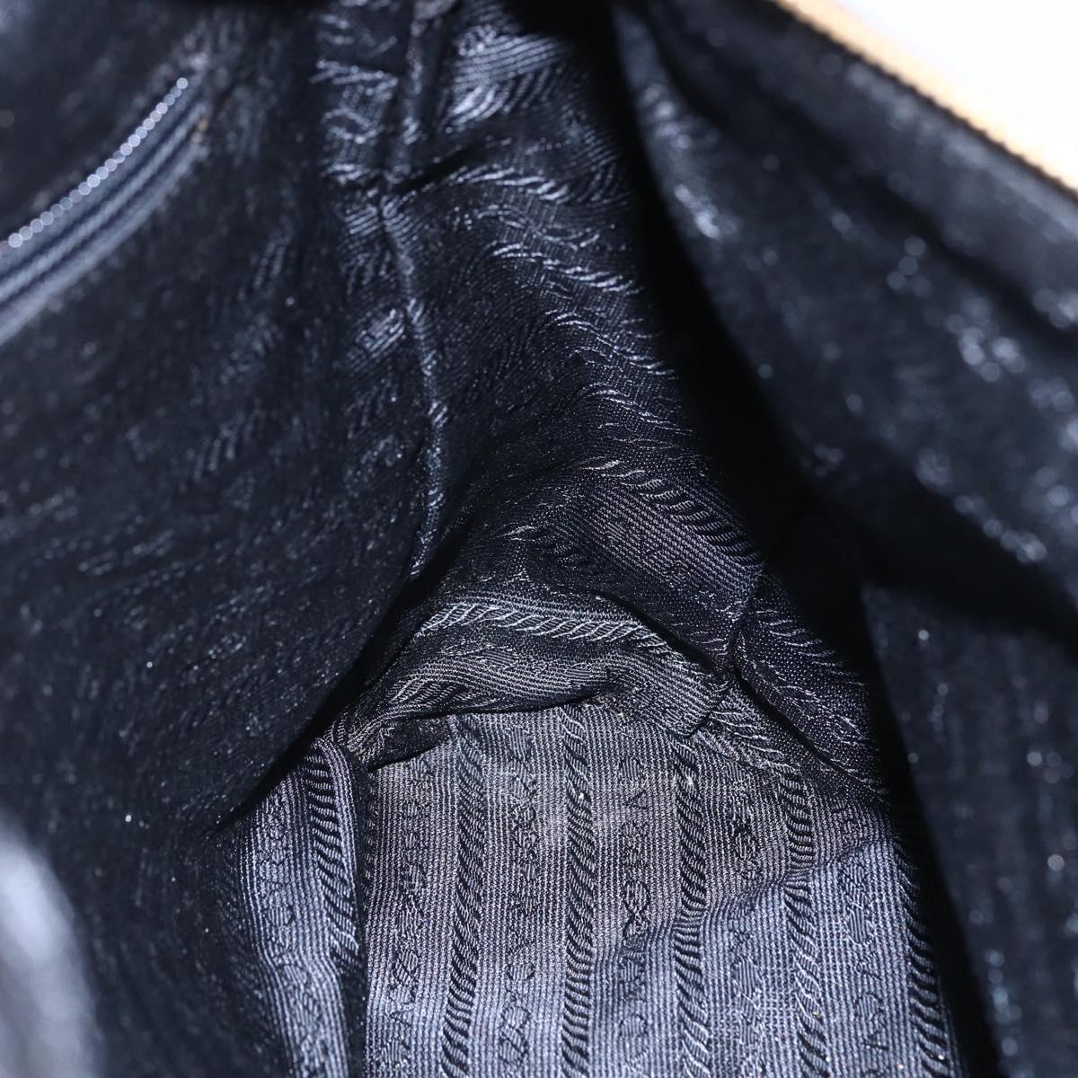 PRADA Quilted Chain Shoulder Bag Nylon Black Gold Auth bs29884