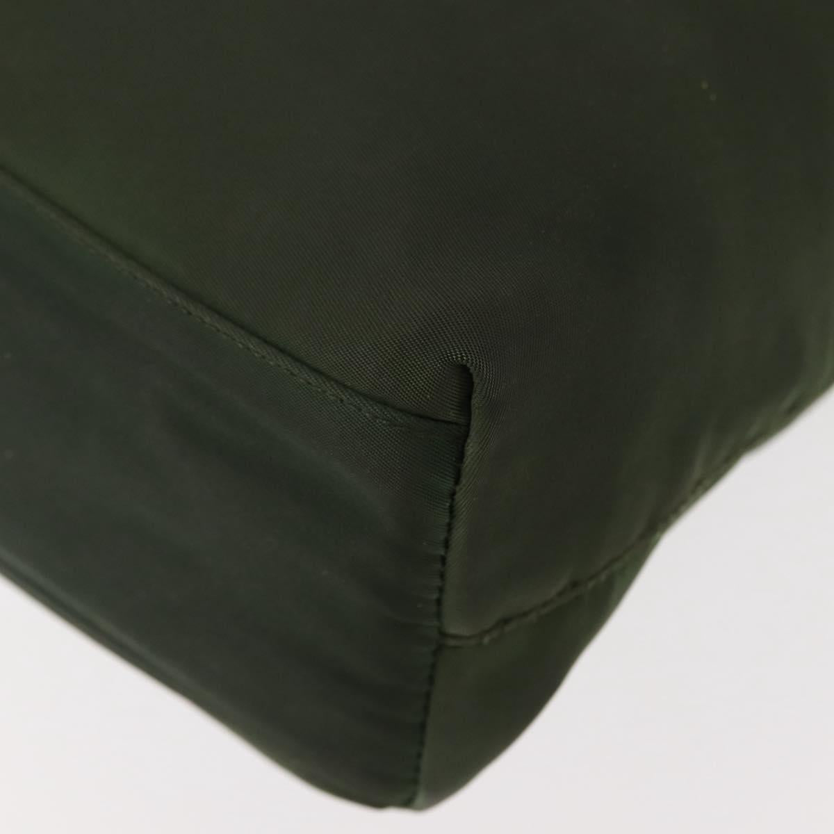 PRADA Hand Bag Nylon Khaki Silver Auth bs29885