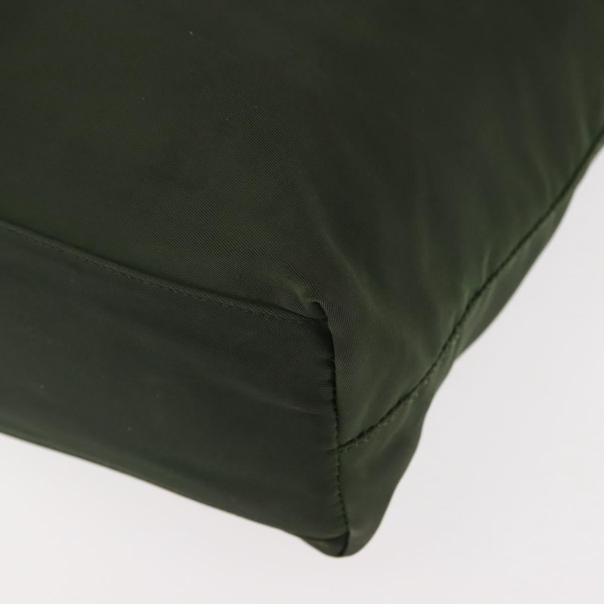 PRADA Hand Bag Nylon Khaki Silver Auth bs29885