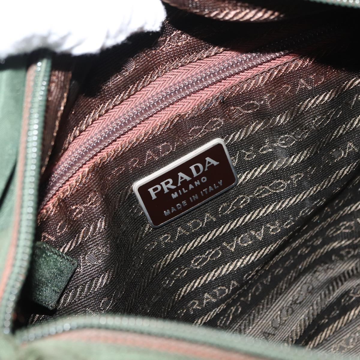 PRADA Hand Bag Nylon Khaki Silver Auth bs29885