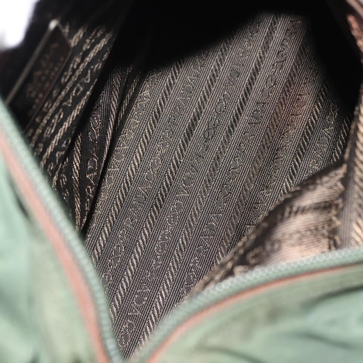 PRADA Hand Bag Nylon Khaki Silver Auth bs29885