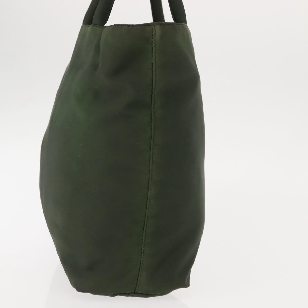 PRADA Hand Bag Nylon Khaki Silver Auth bs29885