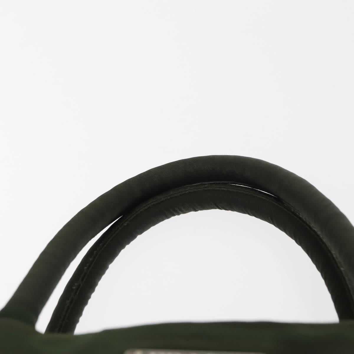 PRADA Hand Bag Nylon Khaki Silver Auth bs29885