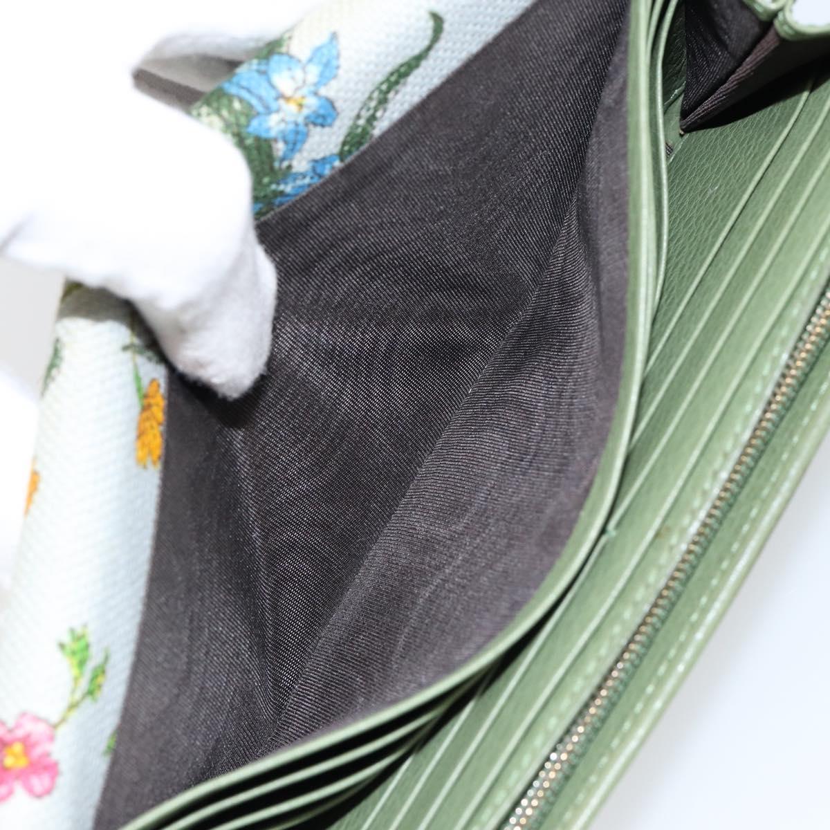 GUCCI Flora Continental Wallet Leather Green 376186 0959 Auth bs29886