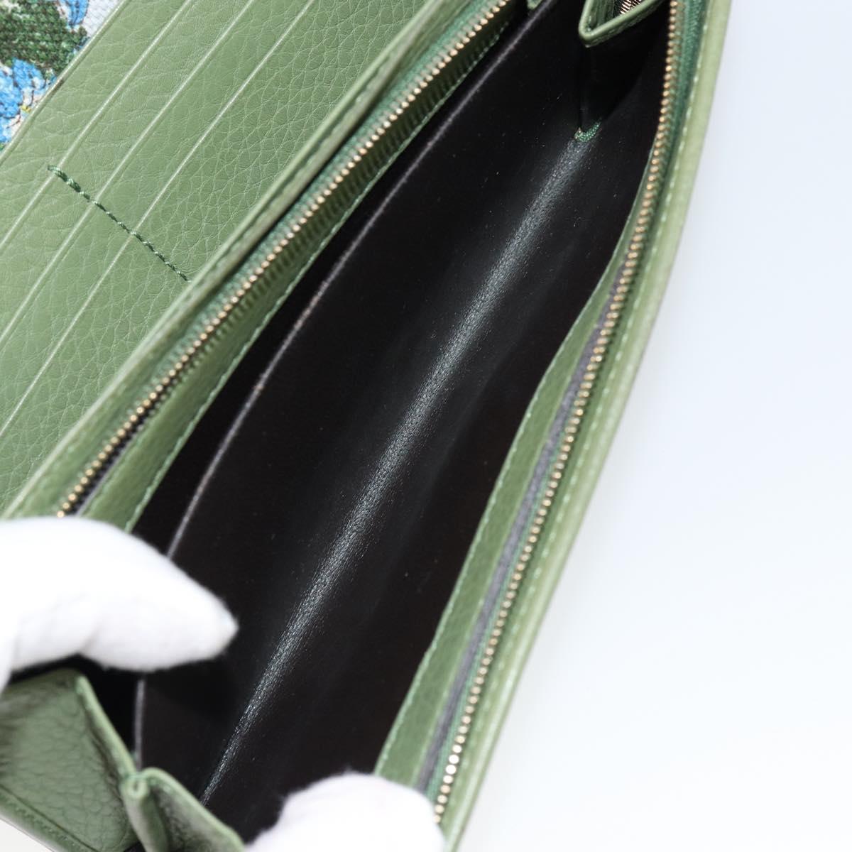 GUCCI Flora Continental Wallet Leather Green 376186 0959 Auth bs29886