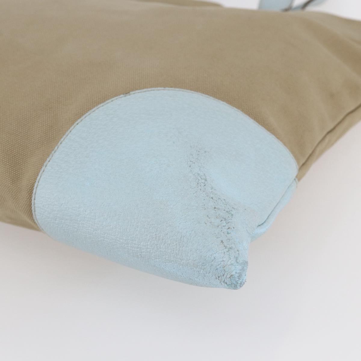 PRADA Tote Bag Canvas Beige Light Blue Auth bs29888