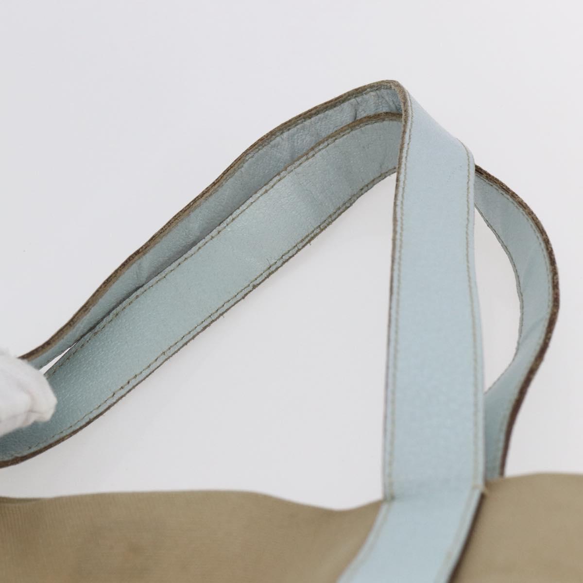 PRADA Tote Bag Canvas Beige Light Blue Auth bs29888
