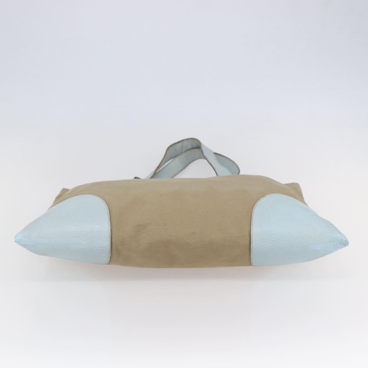PRADA Tote Bag Canvas Beige Light Blue Auth bs29888