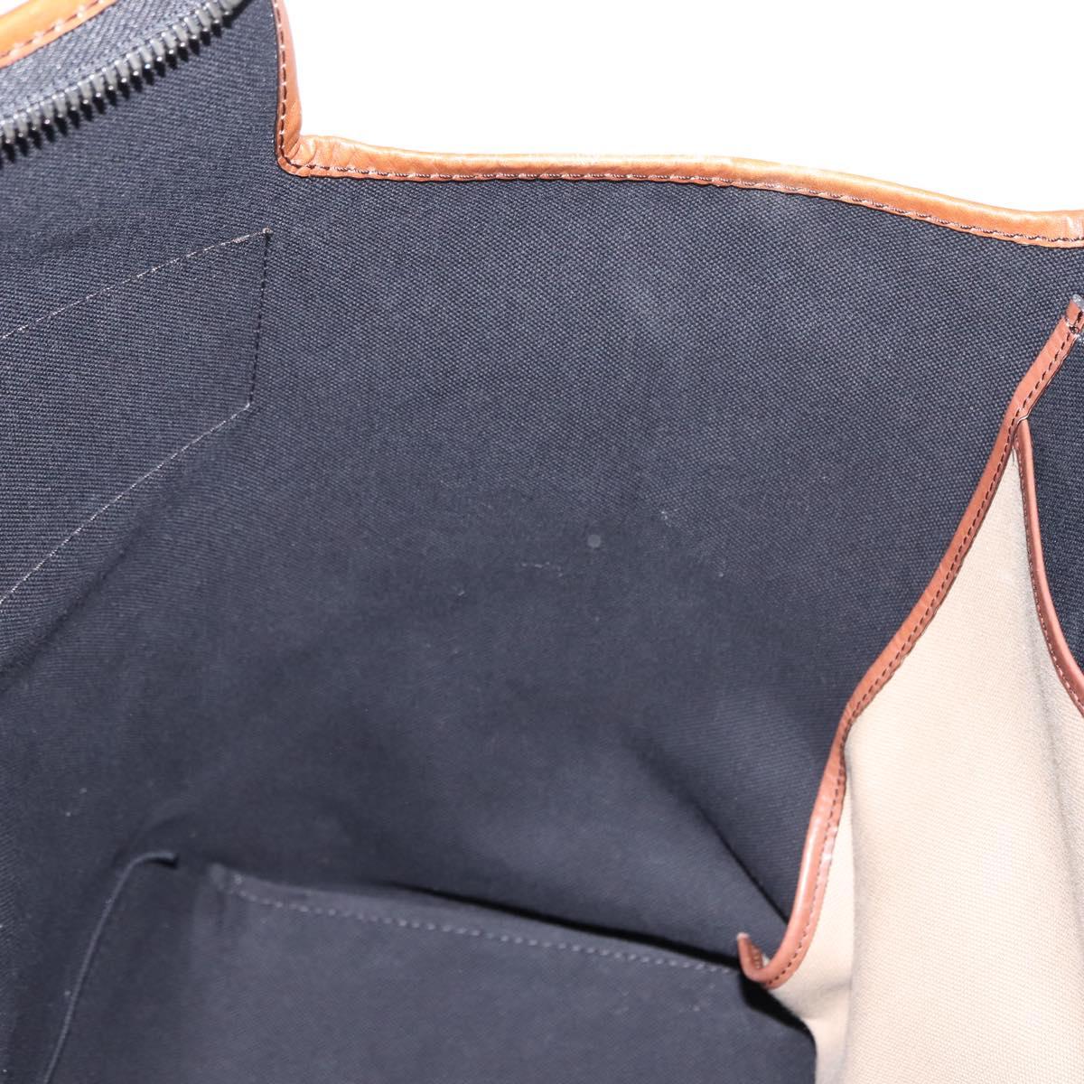 Berluti Calligraphy Tote Bag Canvas Leather Beige Silver Auth bs29891