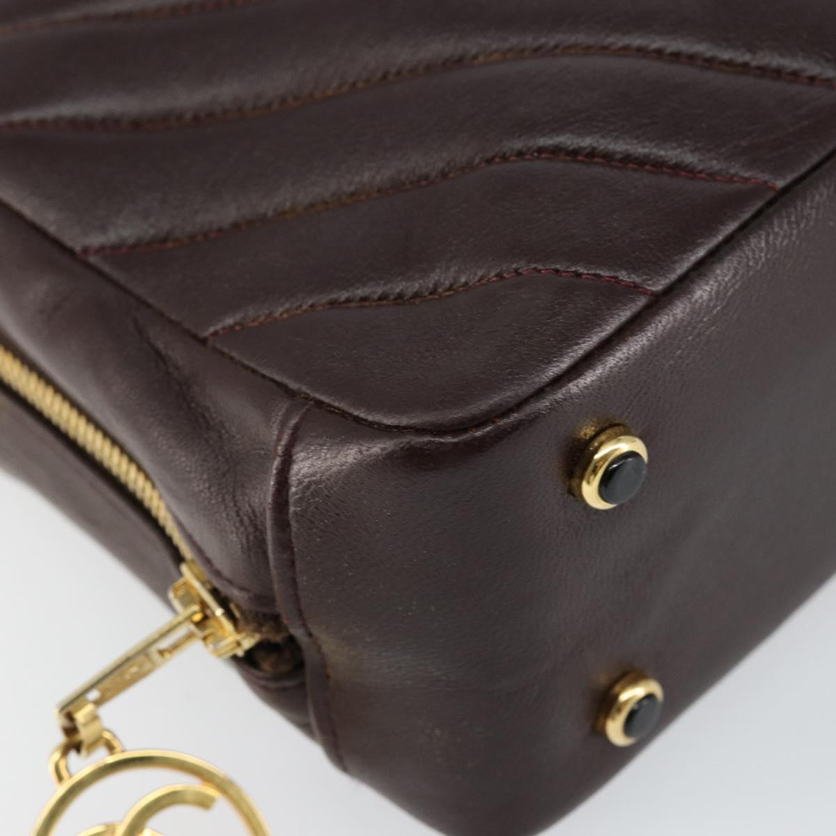 CHANEL V stitch Shoulder Bag Lamb Skin Brown Gold CC Auth bs29893