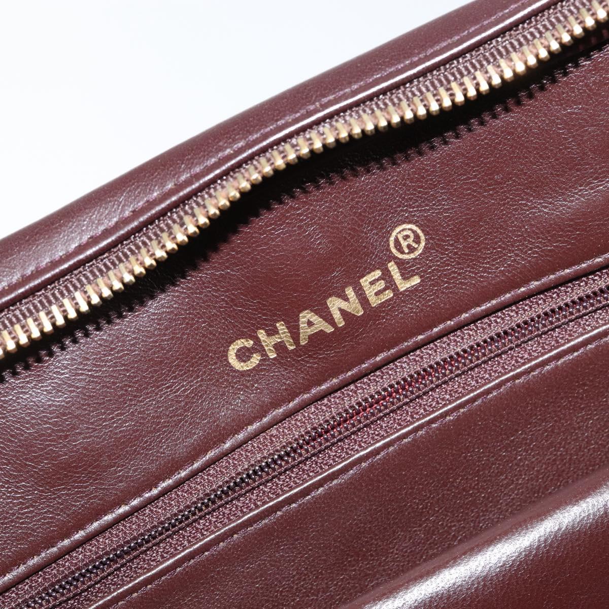 CHANEL V stitch Shoulder Bag Lamb Skin Brown Gold CC Auth bs29893