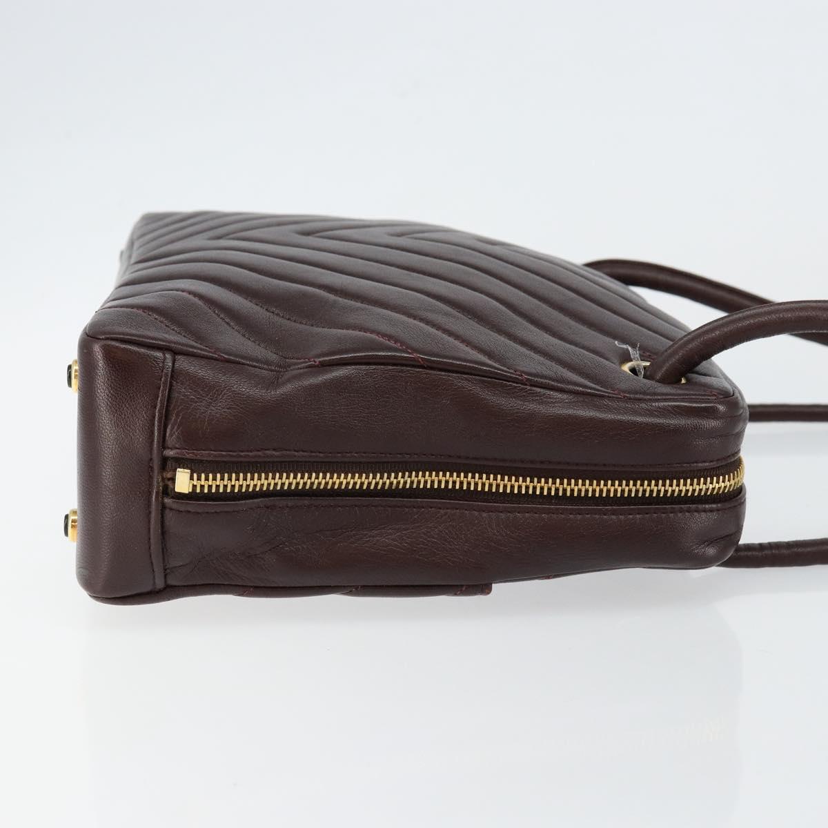CHANEL V stitch Shoulder Bag Lamb Skin Brown Gold CC Auth bs29893
