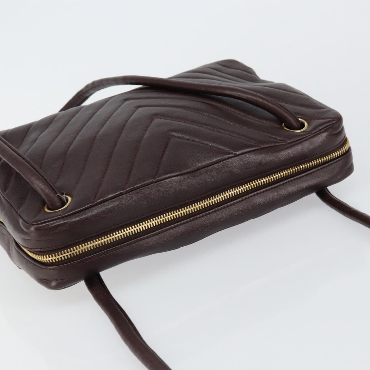 CHANEL V stitch Shoulder Bag Lamb Skin Brown Gold CC Auth bs29893