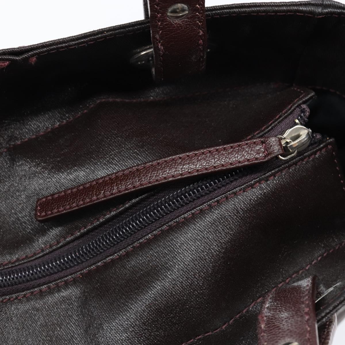 CHANEL Paris Biarritz Tote Bag Coated Canvas Dark Brown Silver CC Auth bs29897